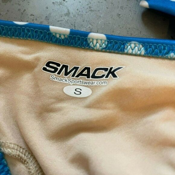 Smack Sportswear Polka Dot Halter Bikini Swim Top Blue White S Small - Picture 4 of 4